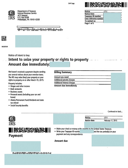 Intent to Levy Letter